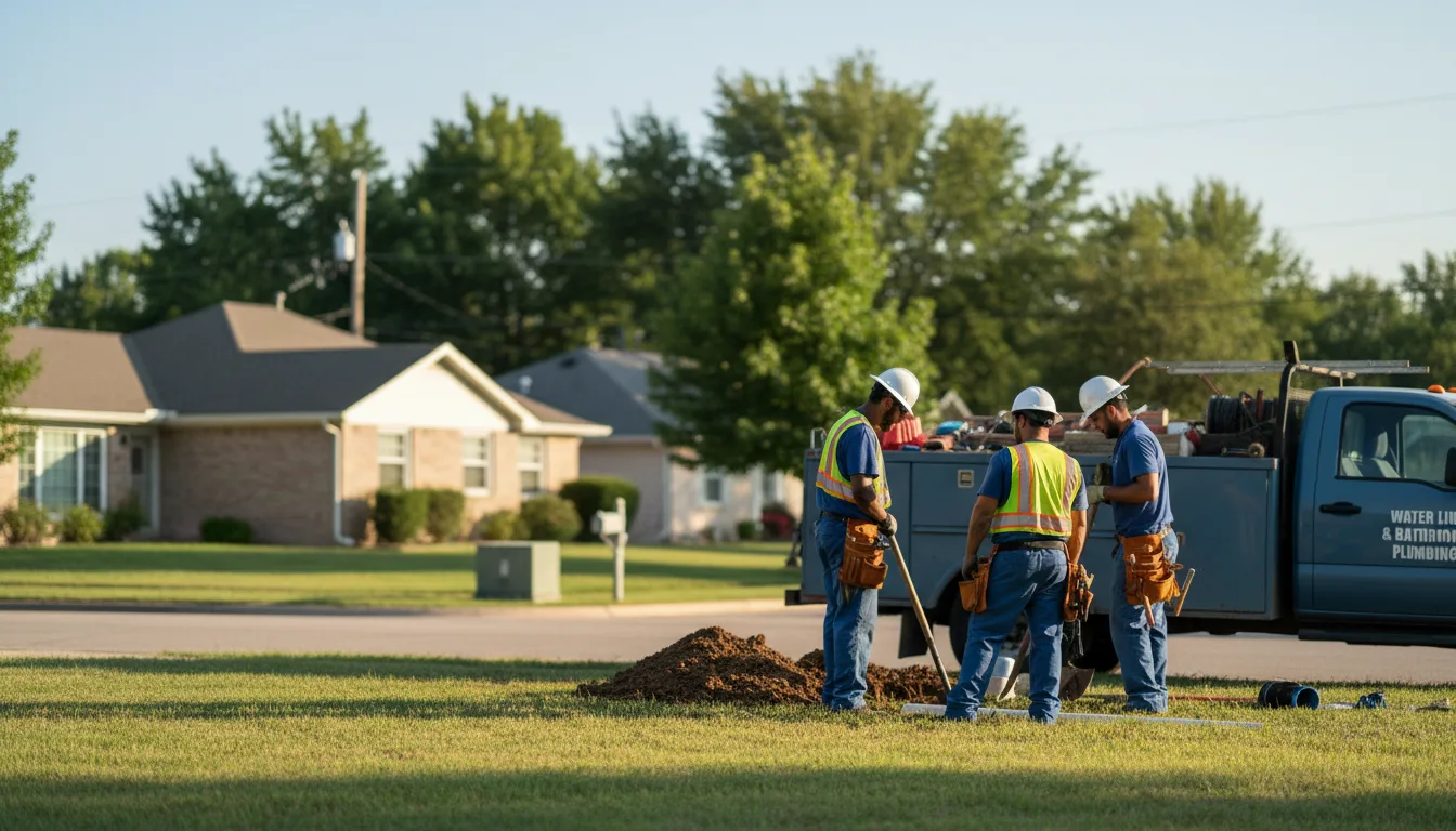 Residential water line and bathroom plumbing service in Crowder, OK